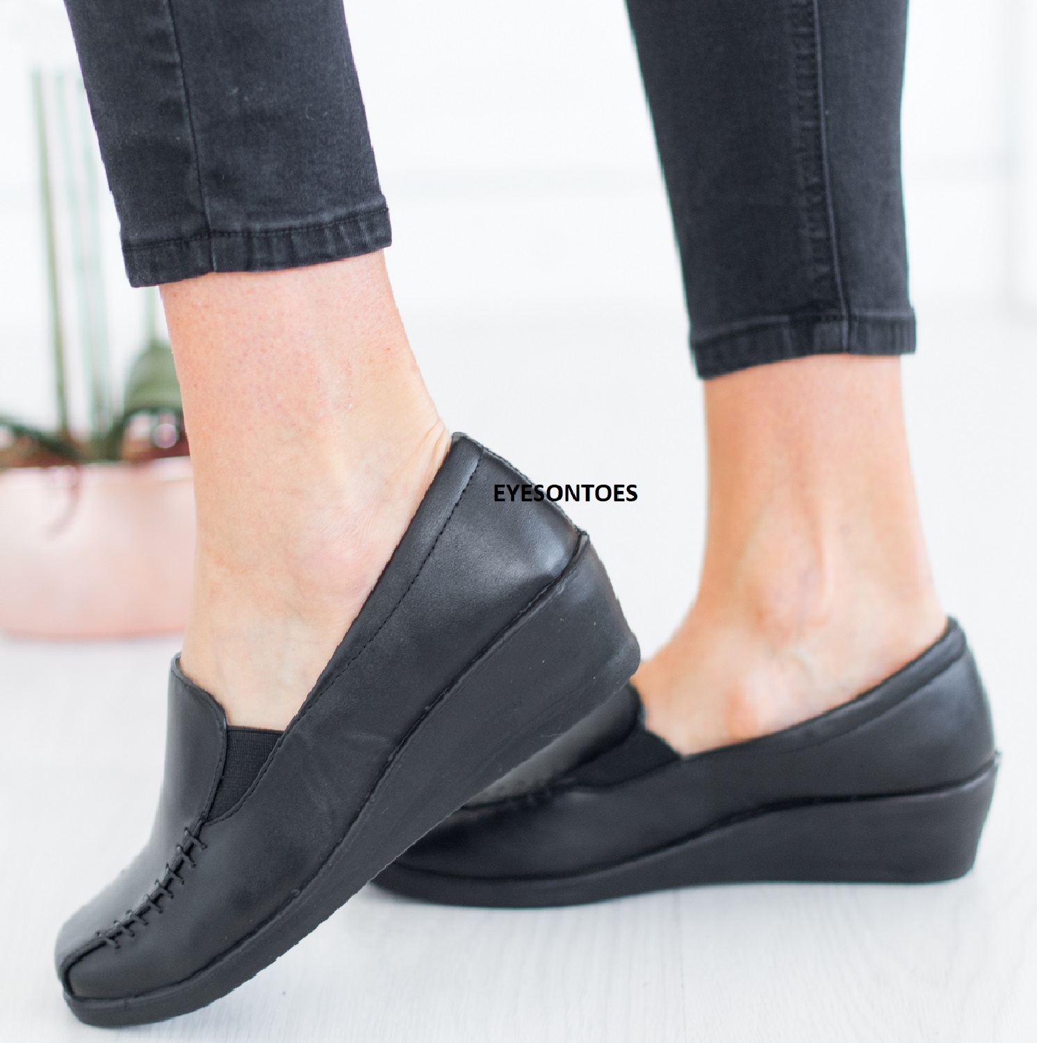 New Ladies Black Slip On Casual Memory Foam Nurse Trainers Shoes UK Sizes 3-8 